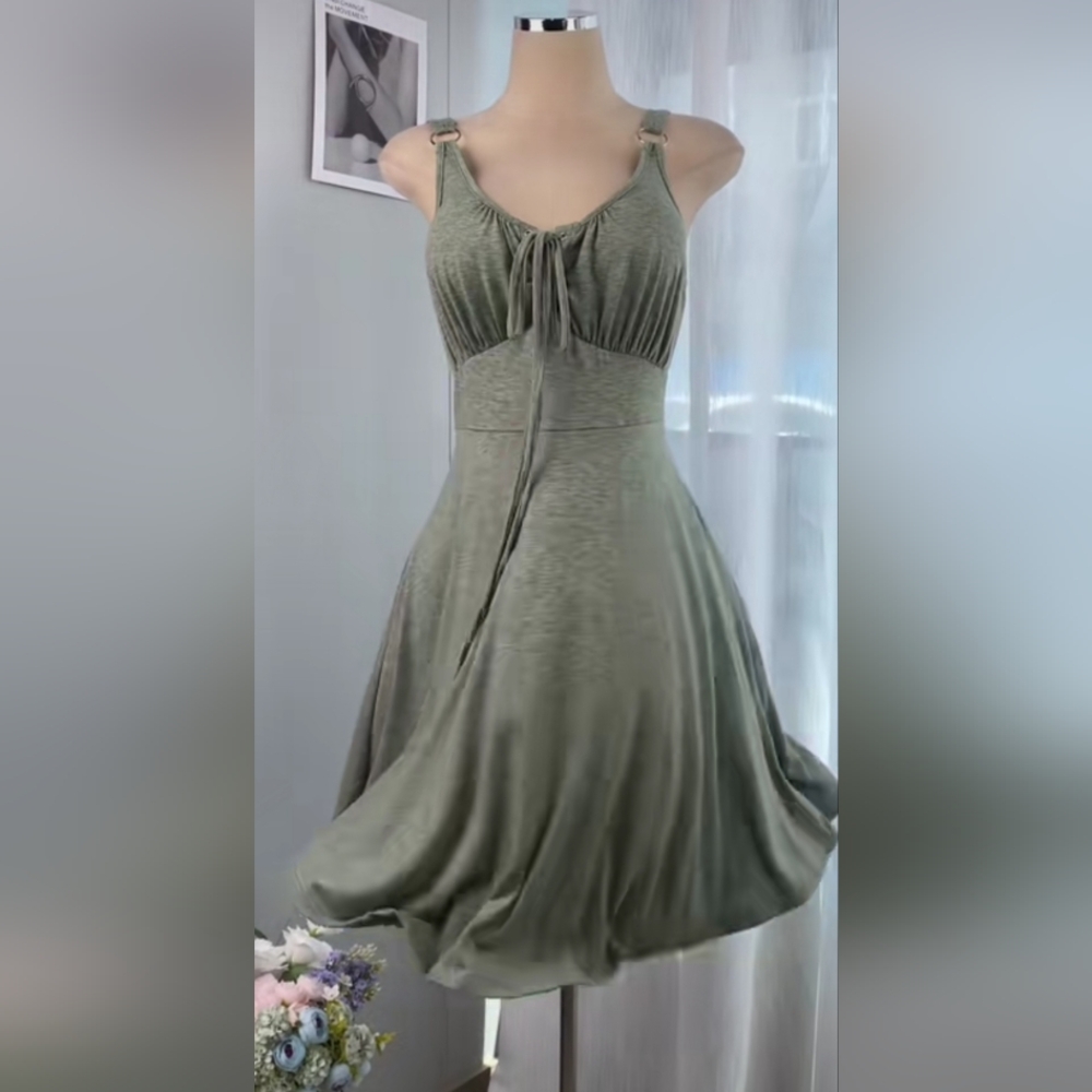 Green Halter Ruched Backless Dress
